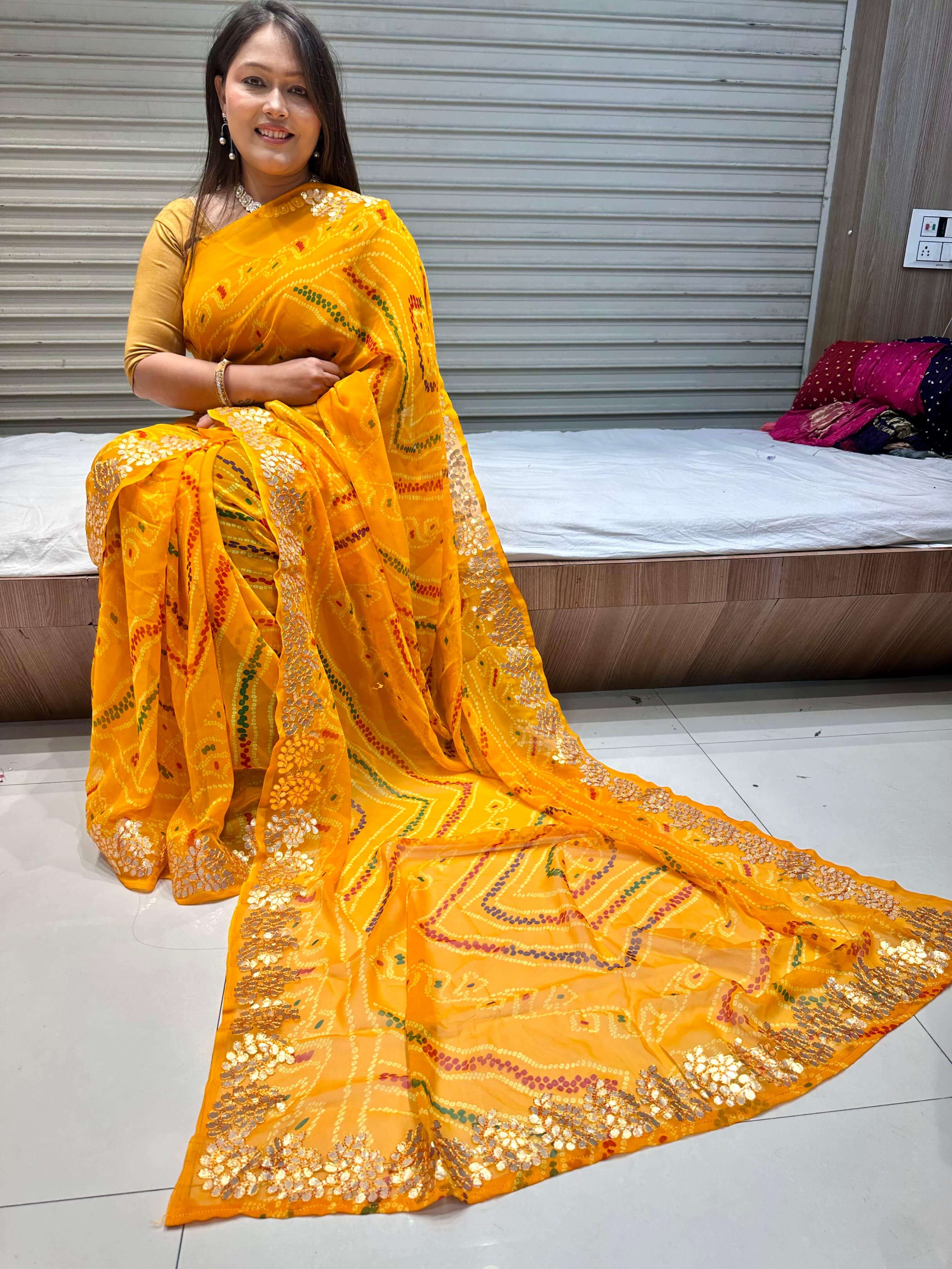 Bandhani Saree with Gota Patti Work - Raj Panchi