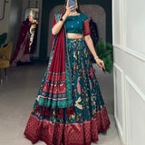 Classic Silk Lehenga with Printed Dupatta - Raj Panchi