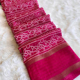 Dola Silk Bandhani Saree with Crochet Border - Raj Panchi