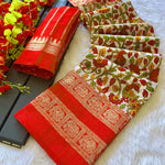 Dola Silk Kalamkari Saree with Foil Detailing - Raj Panchi