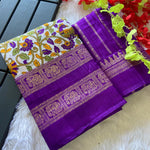 Dola Silk Kalamkari Saree with Foil Detailing - Raj Panchi