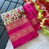 Dola Silk Kalamkari Saree with Foil Detailing - Raj Panchi