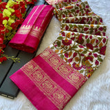 Dola Silk Kalamkari Saree with Foil Detailing - Raj Panchi