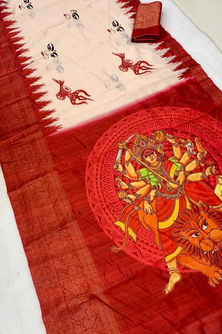 Dola Silk Saree with Golden Border - Raj Panchi