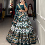 Graceful Silk Lehenga with Printed Dupatta - Raj Panchi