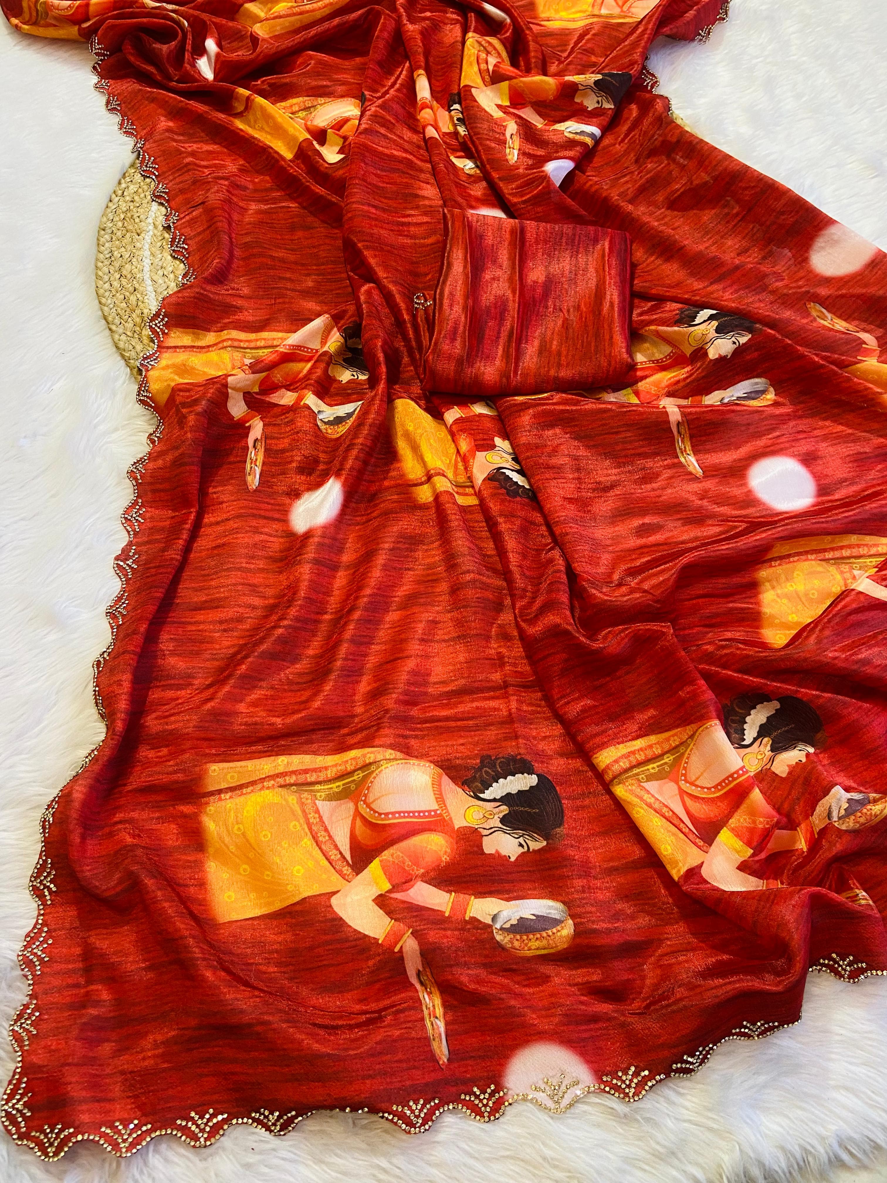 Karva Chauth Special Chinnon Saree - Raj Panchi