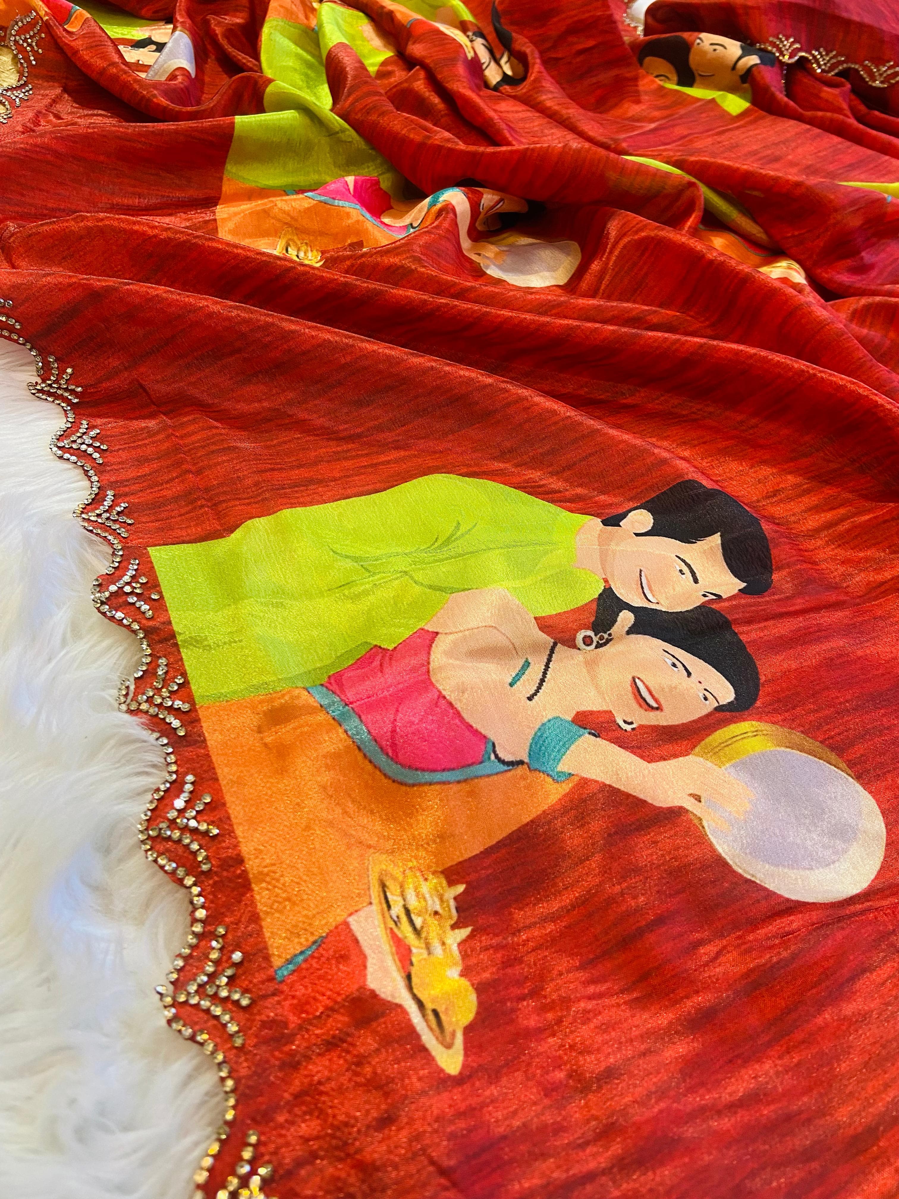 Karva Chauth Special Chinnon Saree - Raj Panchi