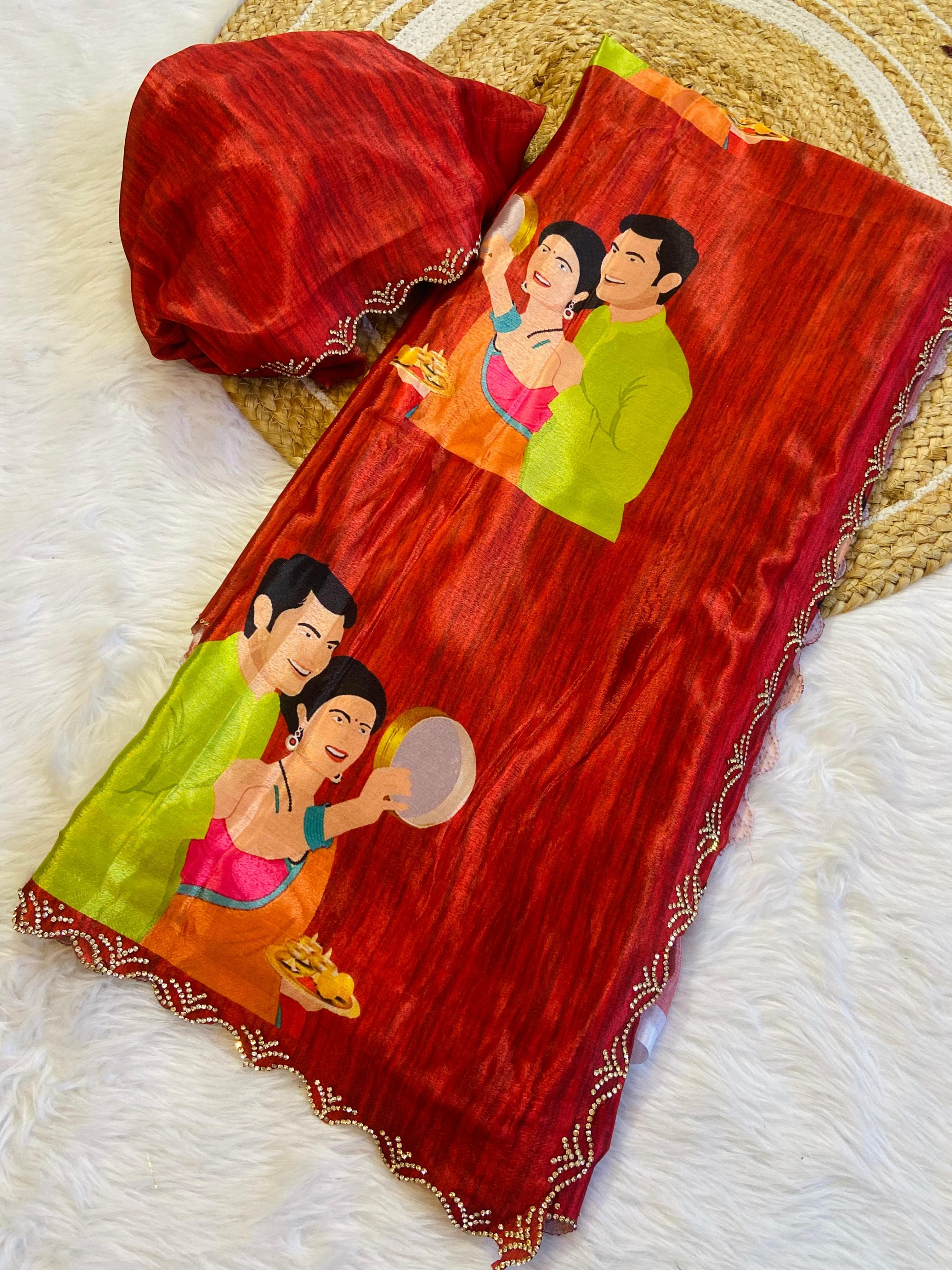 Karva Chauth Special Chinnon Saree - Raj Panchi