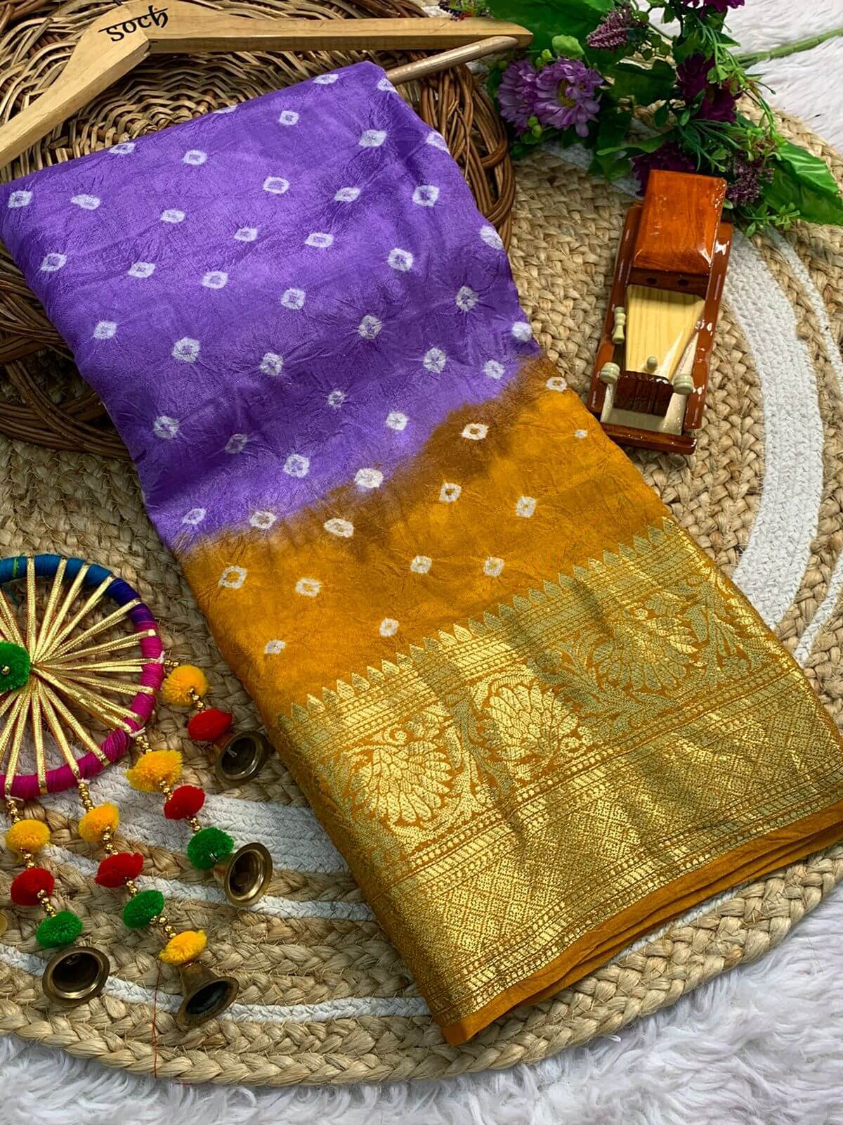 Premium Kanjivaram Bandhani Saree - Raj Panchi