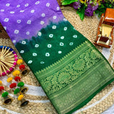 Premium Kanjivaram Bandhani Saree - Raj Panchi