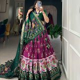 Printed Silk Lehenga - Raj Panchi