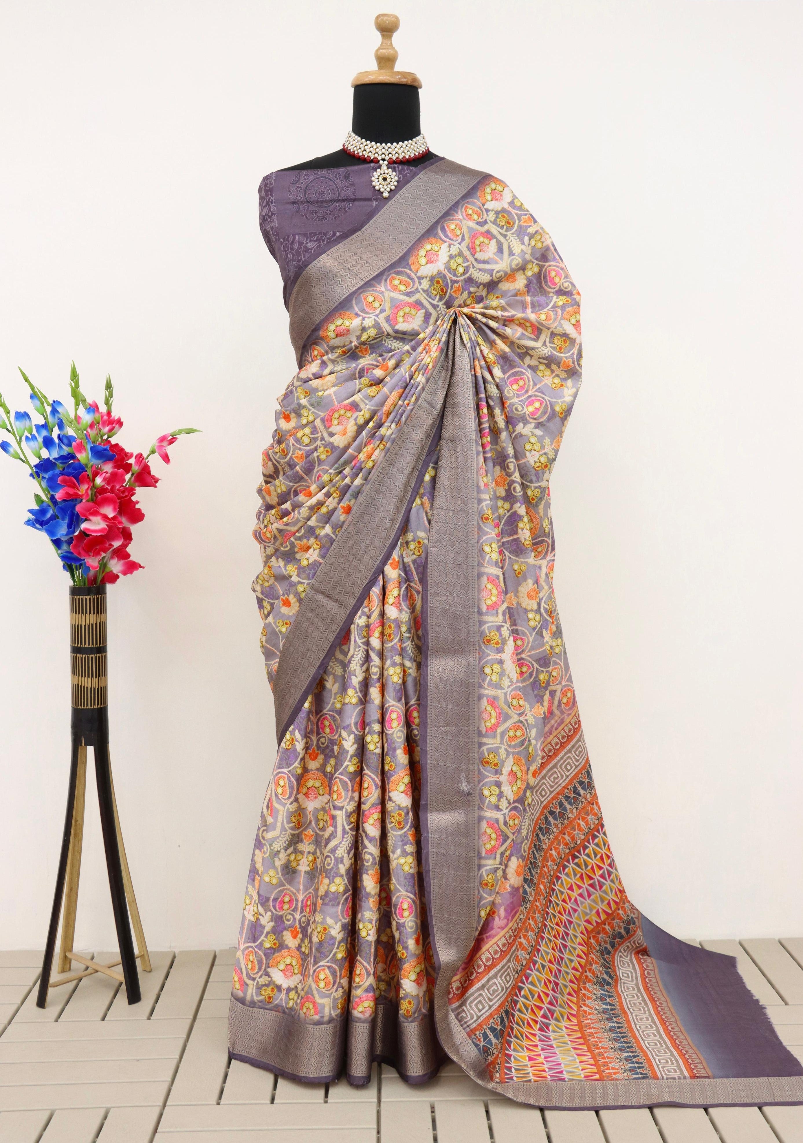 Radiant Charm Dola Silk Saree - Raj Panchi