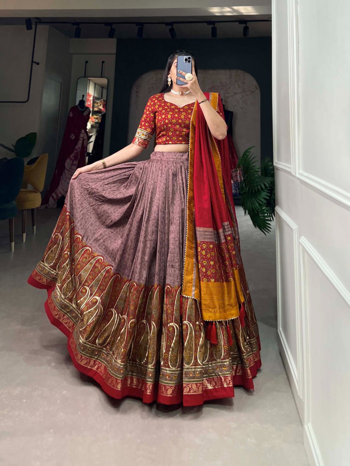 Royal Printed Silk Lehenga - Raj Panchi