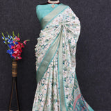 Silk Saree with Banarasi Motifs - Raj Panchi