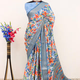 Silk Saree with Banarasi Motifs - Raj Panchi